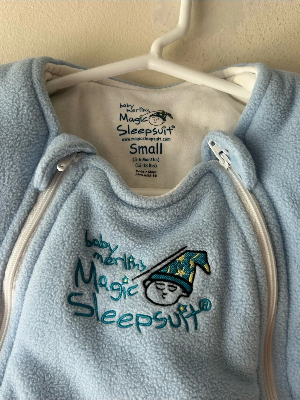 Baby Merlin’s Magic Sleepsuit Microfleece Light Blue Small 3-6 Months 12-18 lbs